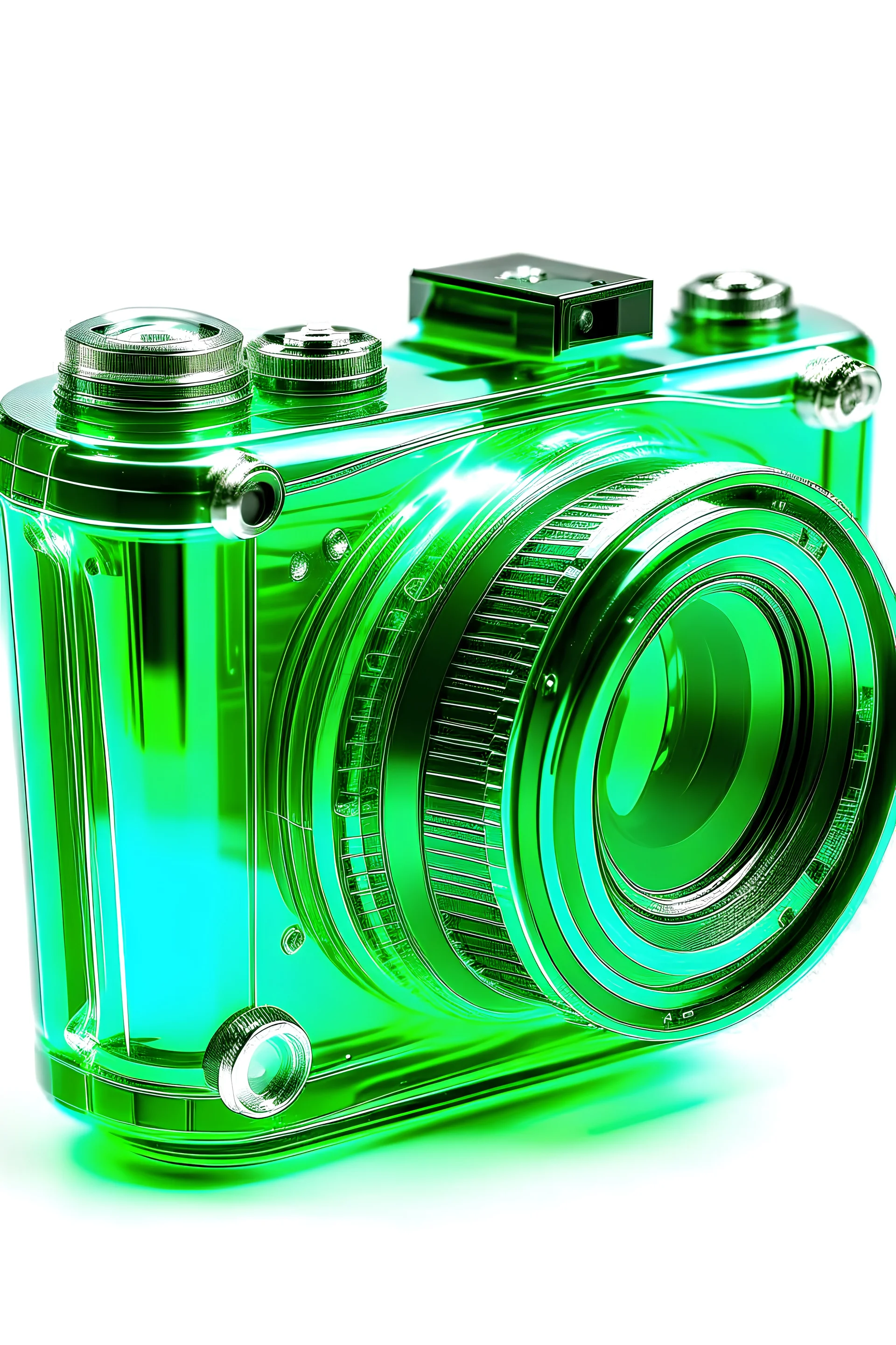 transparent green with rubber green photo camera with wide-angle lenses