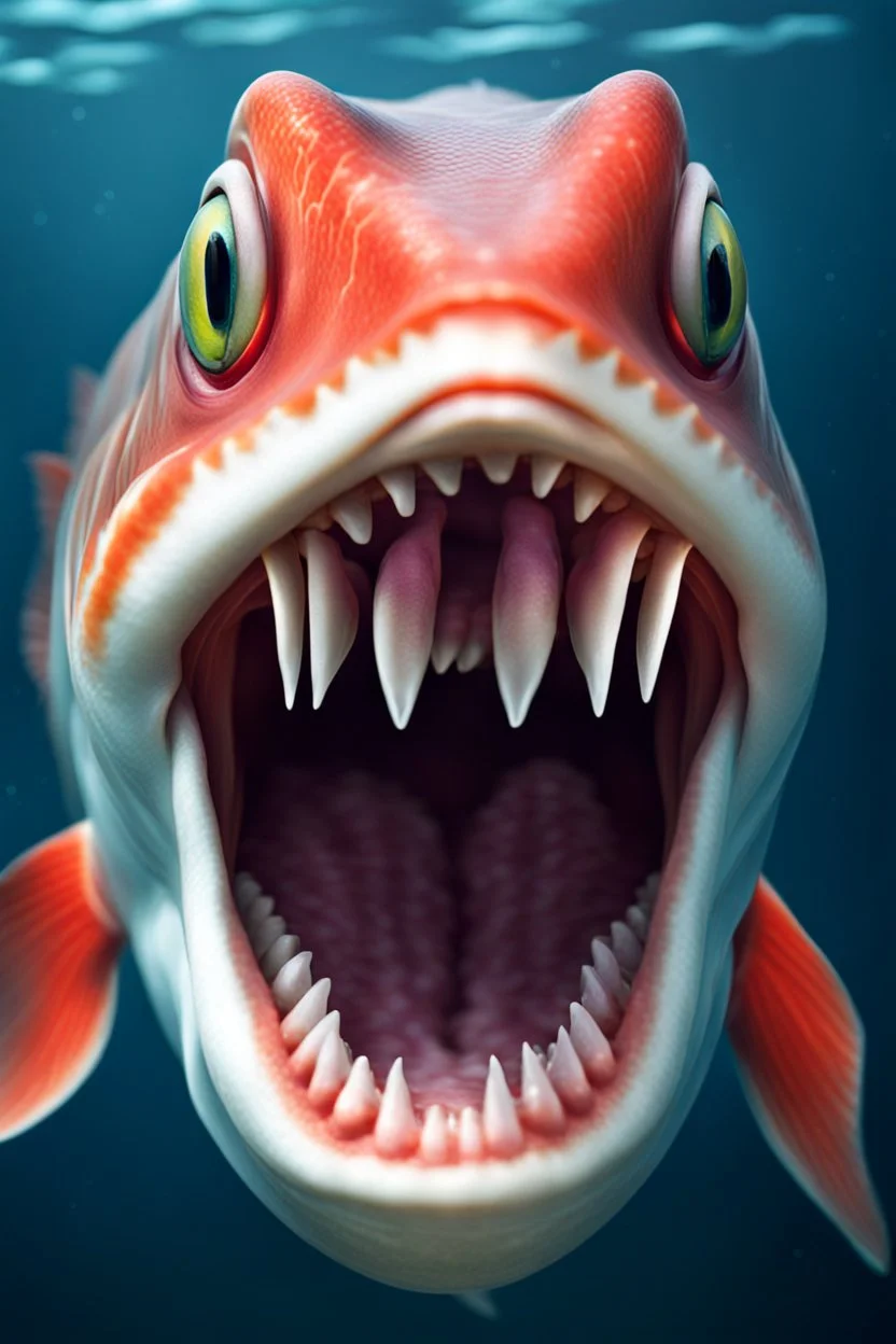 one fish with human-teeth