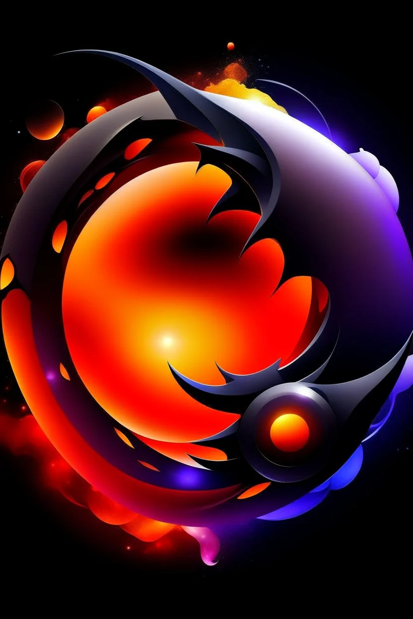 combining darkness and celestial elements. Feature a stylized eclipse at the center, with the moon partially covering the sun, casting claw-like shadows. Use deep purple fading into fiery orange-red. Surround the eclipse with jagged metallic shapes.