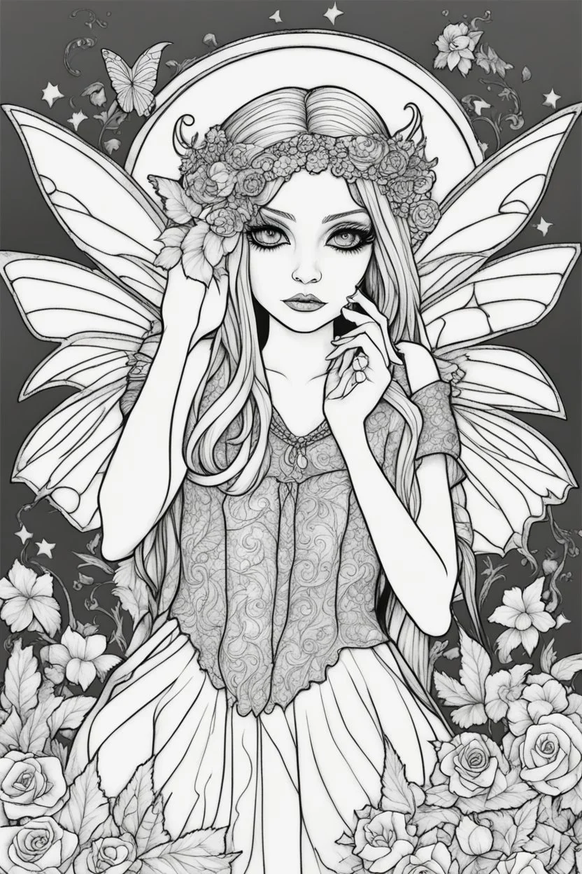 goth fairy coloring page