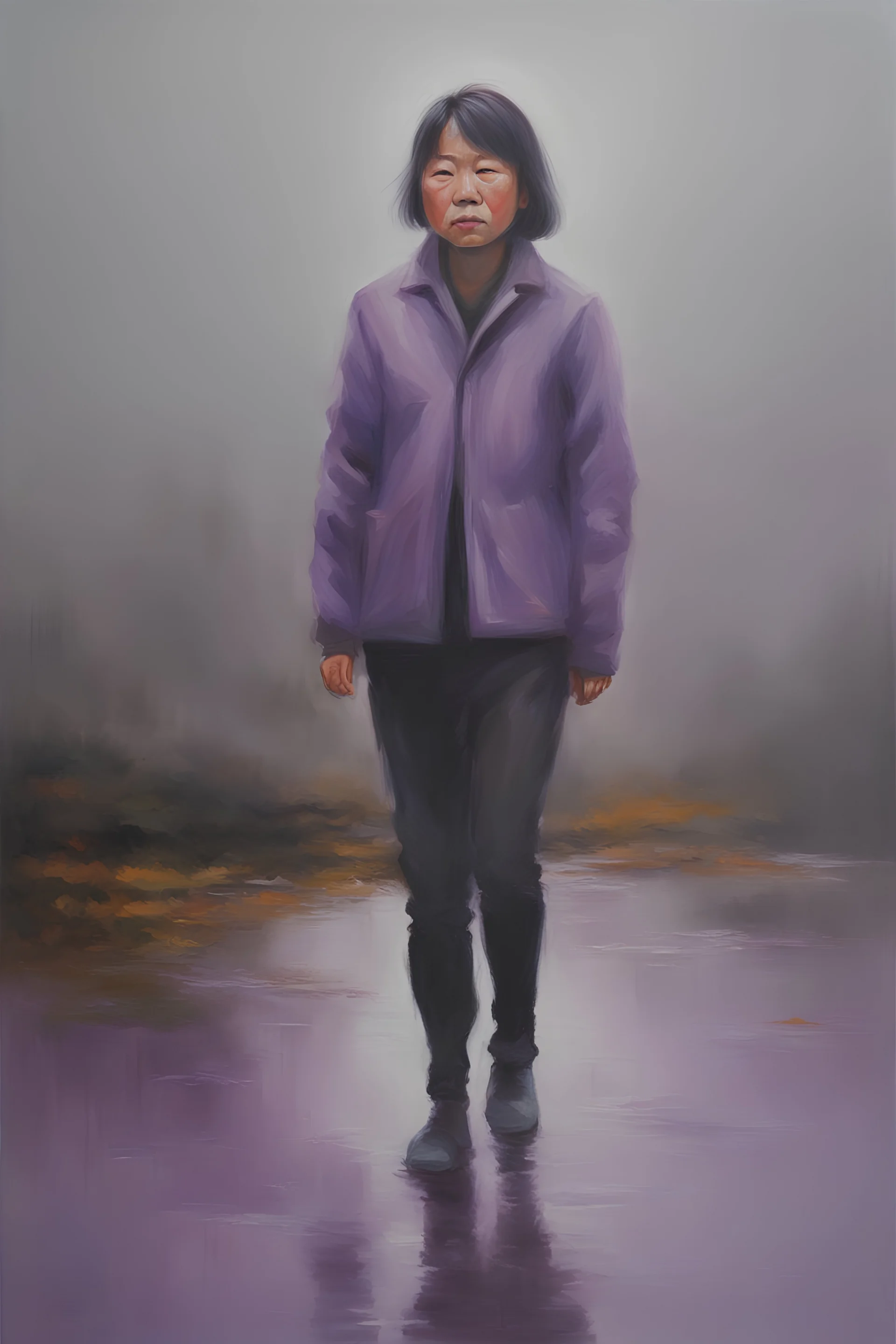 Portrait of Ah Choo - oil painting by Ged Zundheit - fog, mist, clouds and purple rain