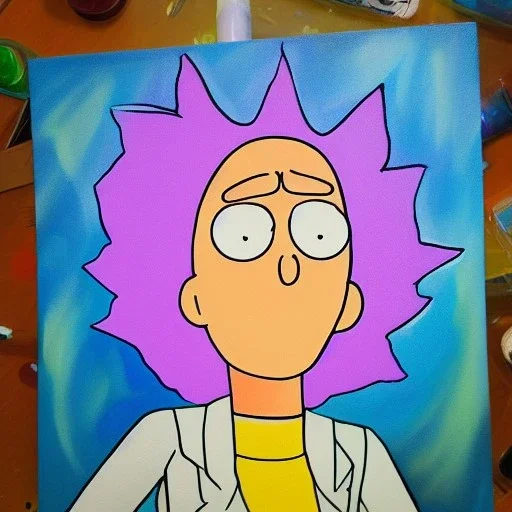 Full body portrait, painting, medium shot lady Style of Rick & Morty