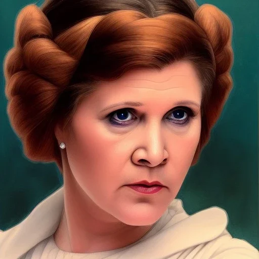 [[extrem stunning photorealistic Carrie Fisher as Princess Leia]] :: [[photorealistic hazel iris, short hair, head and shoulders portrait, 8k resolution photorealistic portrait by Artgerm, WLOP, Alphonse Mucha, dynamic lighting, hyperdetailed, intricately detailed, triadic colors]]