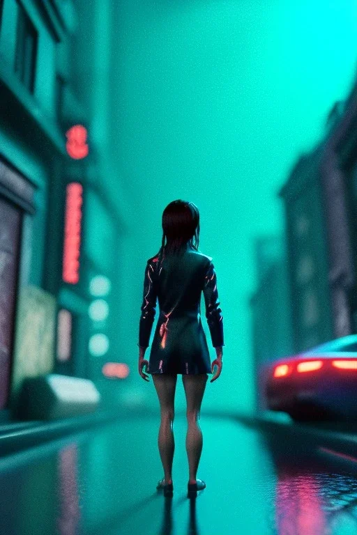 Ultra Realistic image, 25 years old brunette woman, Madrid, portrait, small stature, small chest, yakuza body tattoo, latex dress, short, rain, fog, night club Tokyo, people background, leds, neon, cyberpunk, vibrant color, highly detailed, art stations, concept art, smooth, unreal engine 5, god rays, ray tracing, RTX, lumen lighting, ultra detail, volumetric lighting.