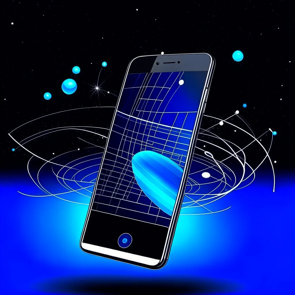 يتكون شعار متجر الهواتف "الجيل الجديد" من صورة لهاتف ذكي باللون الأزرق مع خطوط سوداء تشبه الأقمار الصناعية. يتوسط الصورة اسم المتجر باللون الأبيض. ترمز الصورة للهاتف الذكي إلى المنتجات والخدمات التي يقدمها المتجر، بينما ترمز خطوط الأقمار الصناعية إلى الحداثة والابتكار.