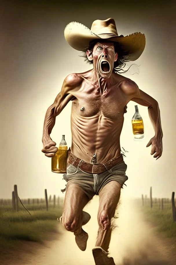 drunk runner without cloth old cowboy