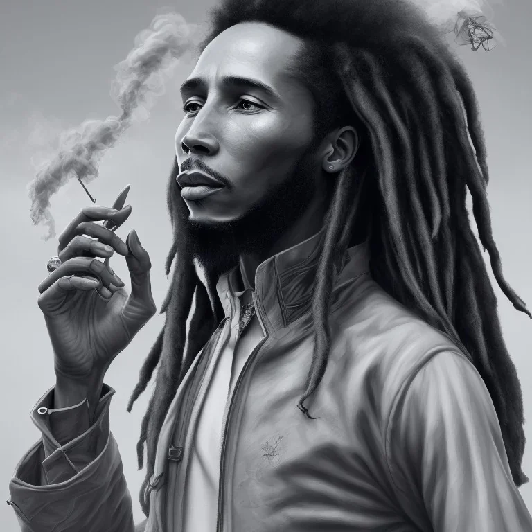 bob marley , unreal engine 5, artistic lighting, highly detailed, photorealistic, fantasy ,hazel eyes . smoke . futuristic .