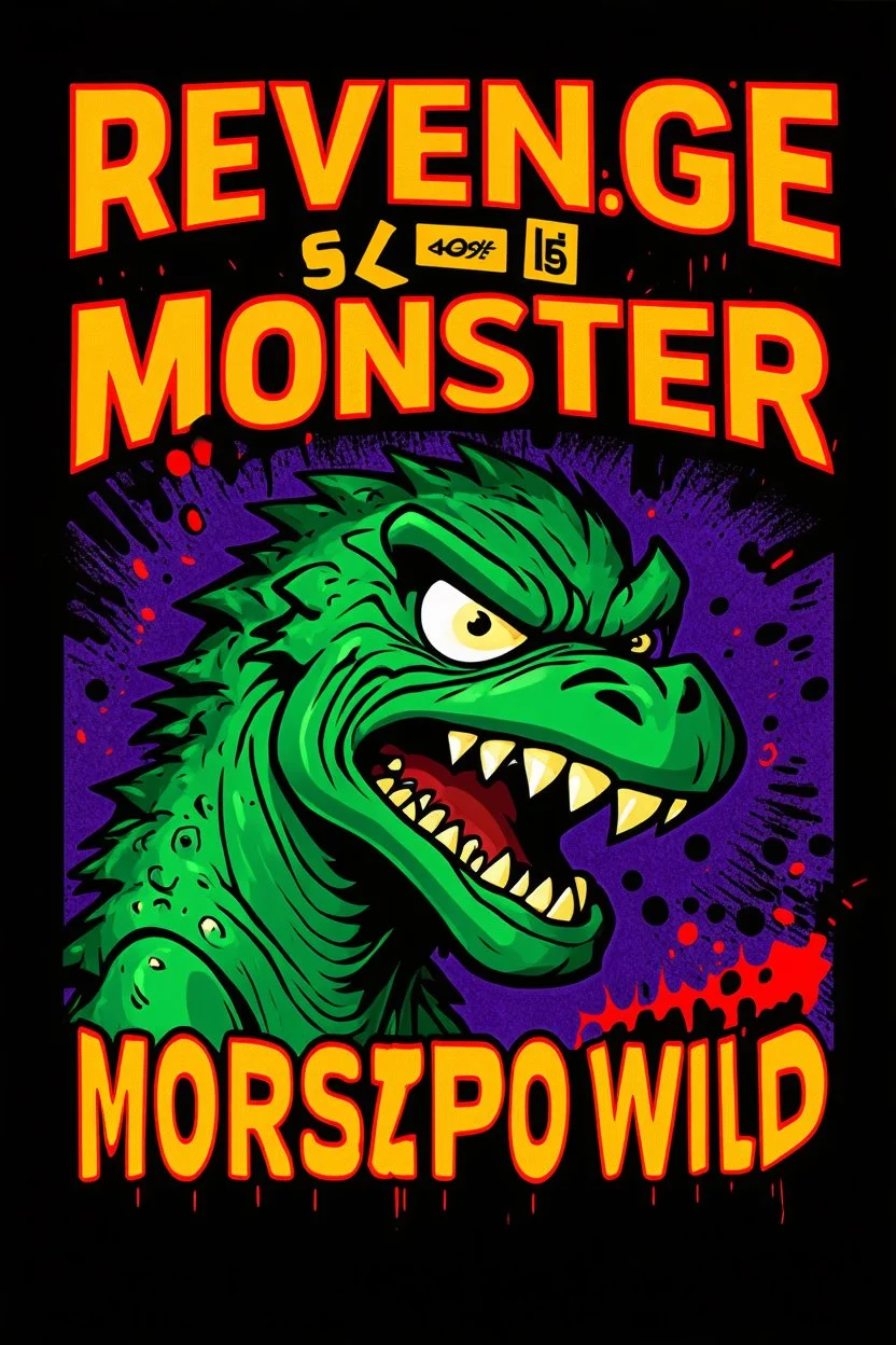 monster more angry and more 90s style, angry fast, extreme, wild, so so angry, red and purple background with 90s style slashes