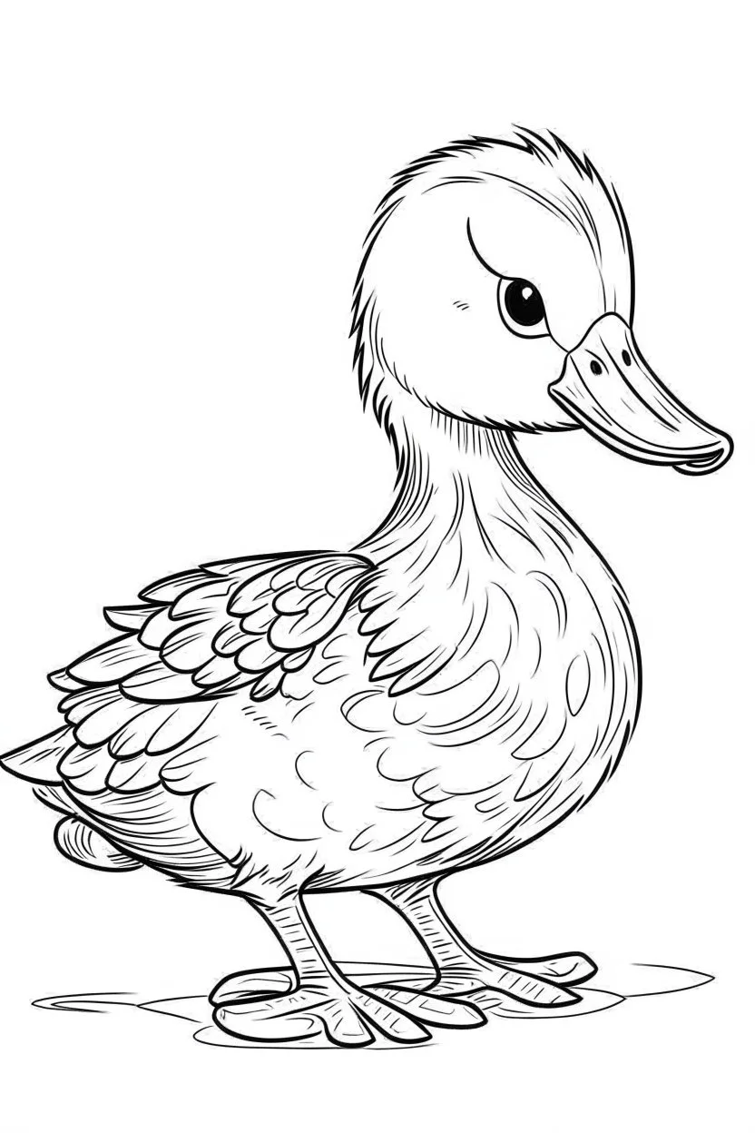 outline art for Duckling (Duck) coloring pages with sitch, white background, Sketch style, full body, only use outline, toddlers style, clean line art, white background, no shadows and clear and well outlined.