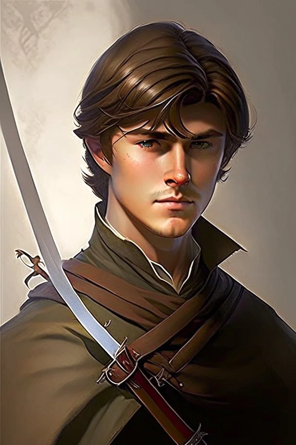 noble swordman very short brown hair