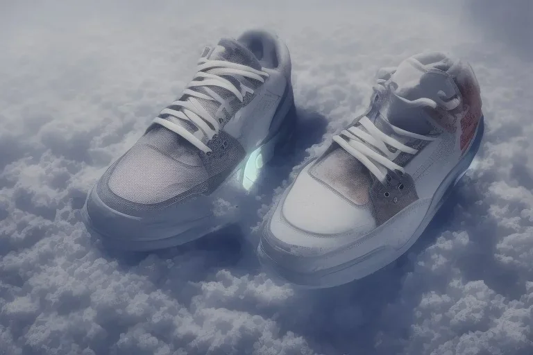 Jordan 3 sneaker in the space volumetric lighting