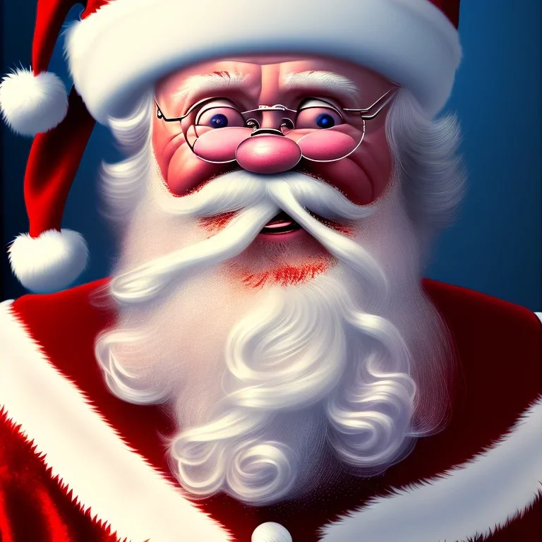 Down syndrome Santa drooling, portrait, 8k resolution