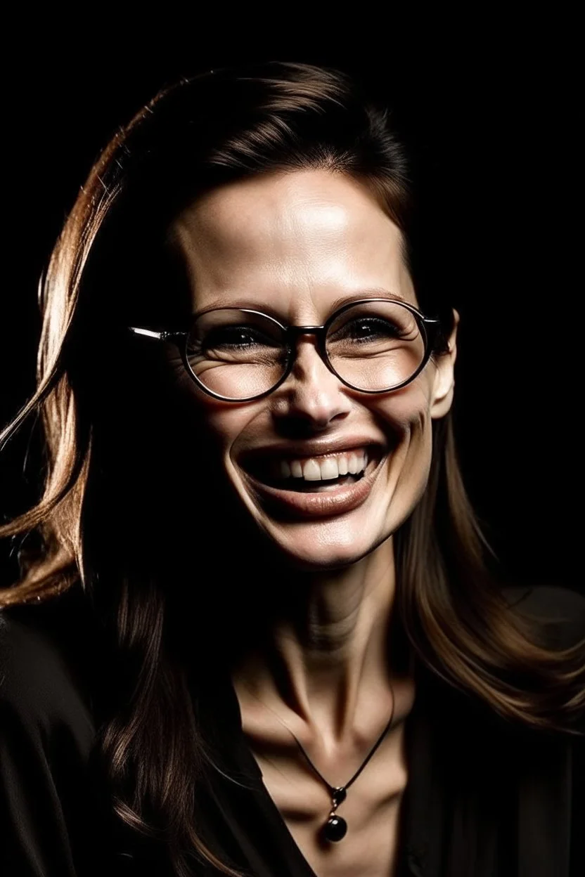 cut cup hair Angelina Jolie glasses braces dark laugh perverted face