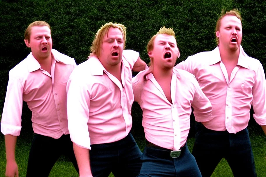 three heavy metal members playing on the wembley stadion