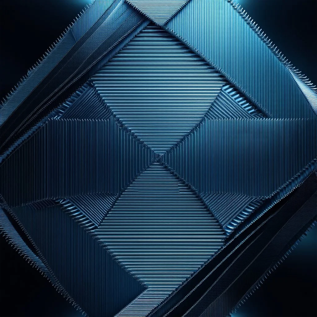 2d structures recursive made of a metallic random color ribon thick fractat of and geometry objects ,gray tema background