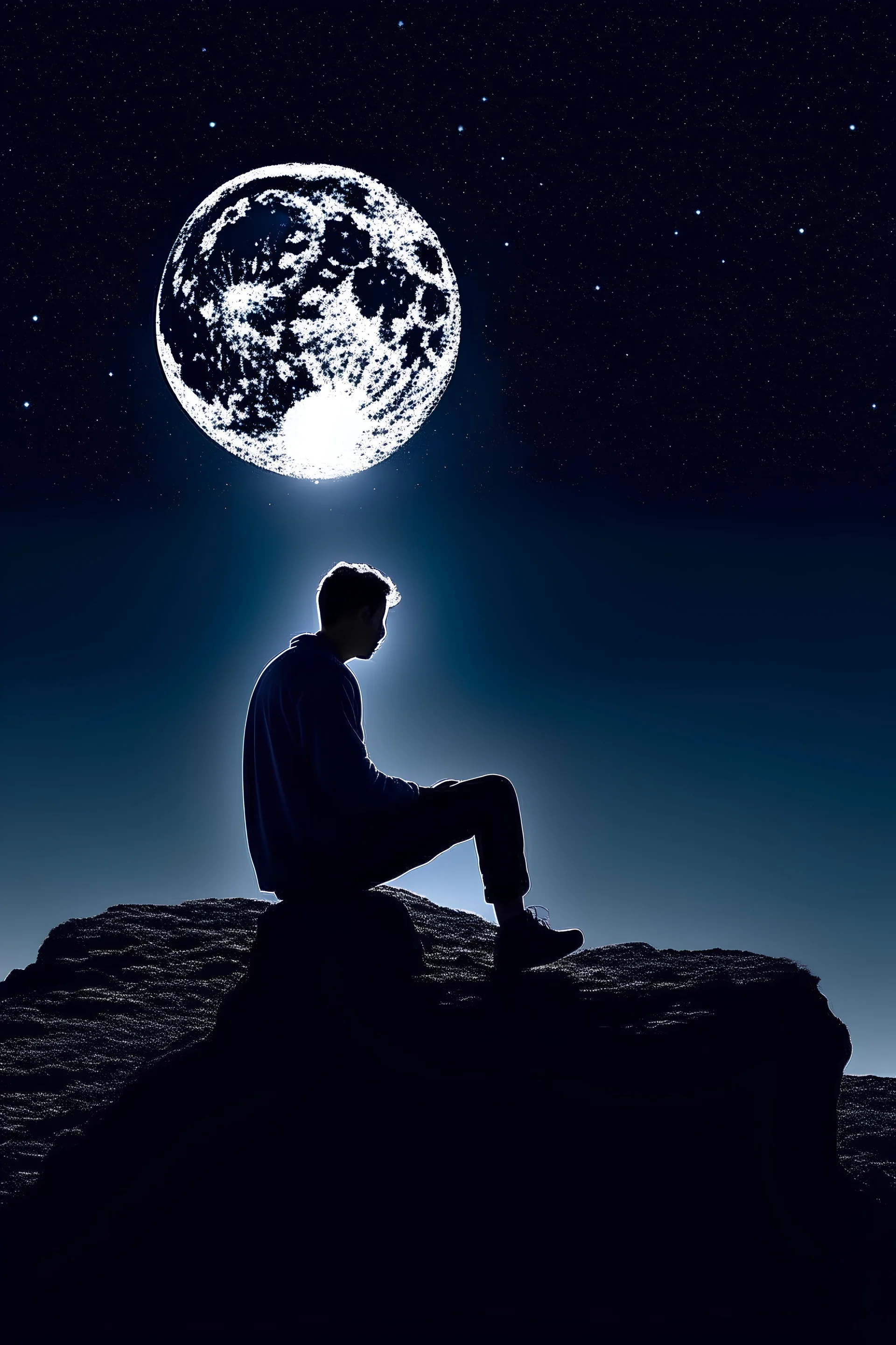 Someone sitting in the moonlight.