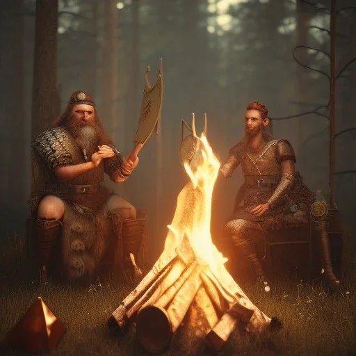 old viking sitting near campfire, scary, steam punk, realistic, made in octane, cinematic, ultra-realistic, extremely detailed octane rendering, 8K, VRAY Super Real ar 2:3, dof photorealistic futuristic 50mm lens hard lighting dark gray tintype photograph, realistic lighting, sepia color