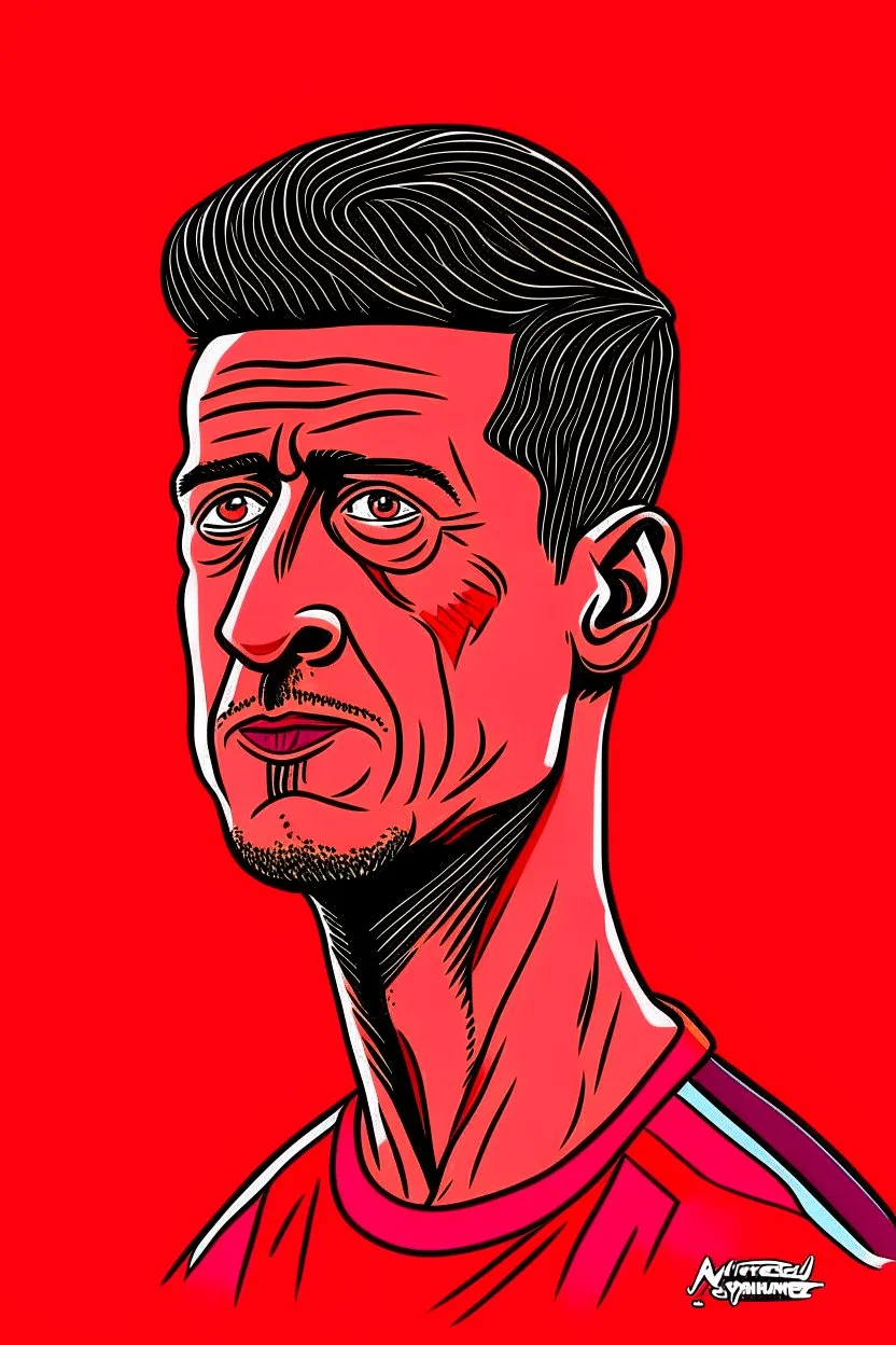 Robert Lewandowski Polish soccer player cartoon 2d