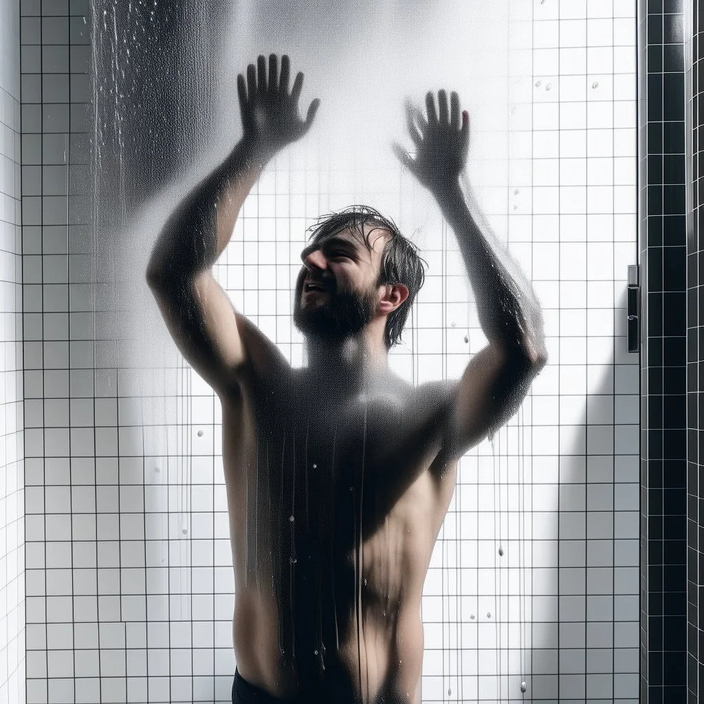 person, showering, whole body