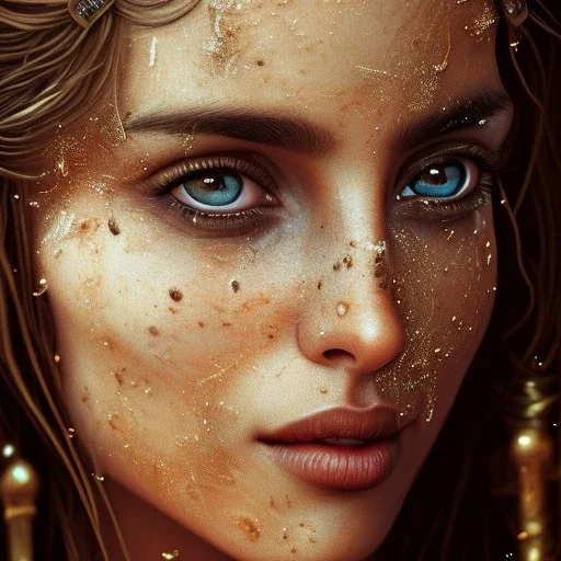 best quality, realistic lighting, masterpiece portrait of Penelope Cruz from pirates of the Caribbean, details, light dusting of freckles,wet luscious lips, shot from above, simple chain hauberk, warhammerVector art matte painting digital illustration 3D shading CryEngine Behance HD 3Delight