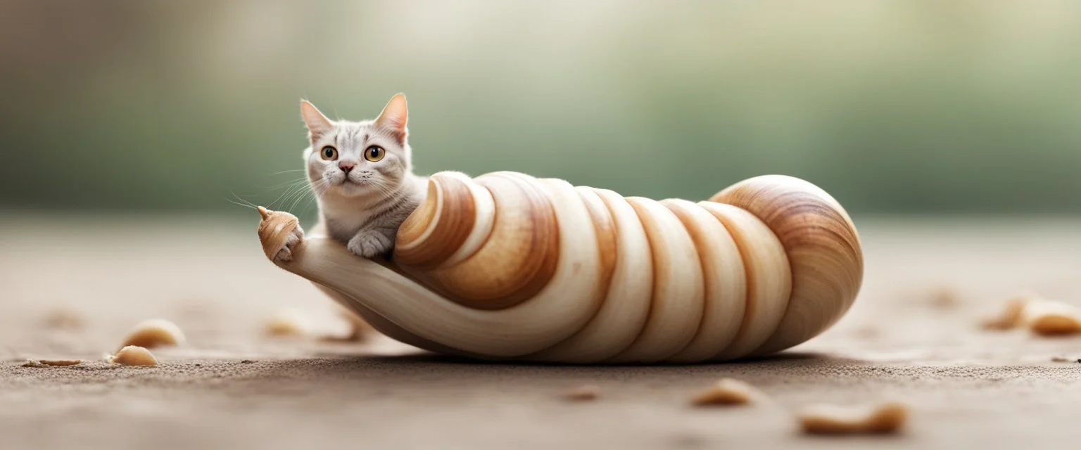 long long snail cat in shell
