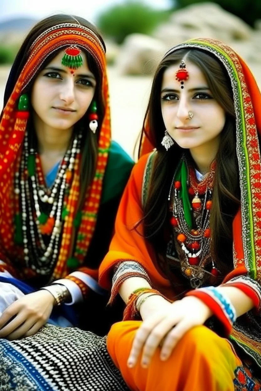 Baloch beautiful girls with traditional balochi dress