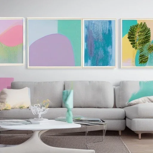 pastel colors, abstract art, plants camp