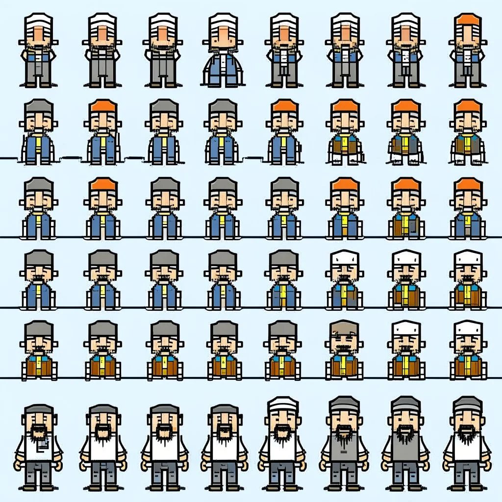 sprite sheet character, Prison Architect style