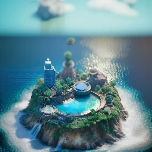 The Isometric Glass Tall Box Mini Model Little Real Island Mixed Water Fall Under Ocean Sunshine Summer Background Blue Sea, The Last Of Us / Avatar, Octane Render / ZBrush, Cinematic, IMAX Film, Nikon D750, 16K, Autostereoscopy, Anthropomorphic, Golden Ratio, Geometry, Symmetric, Depth Of Field, Highly Detailed, Ultra Realistic, Beautiful Lighting, Halfrear Lighting, Soft Light, Candoluminescence, Cast Shadow, Reflective, Glow, Translucent, Normal Map, Carbonated --testp