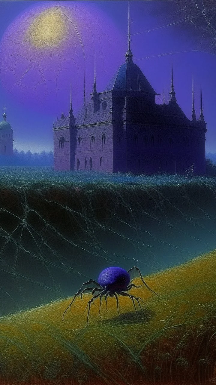 A purple citadel with spiders painted by Birge Harrison