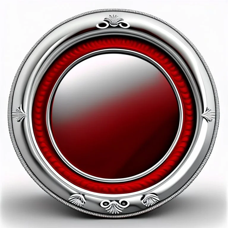 round silver frame with red