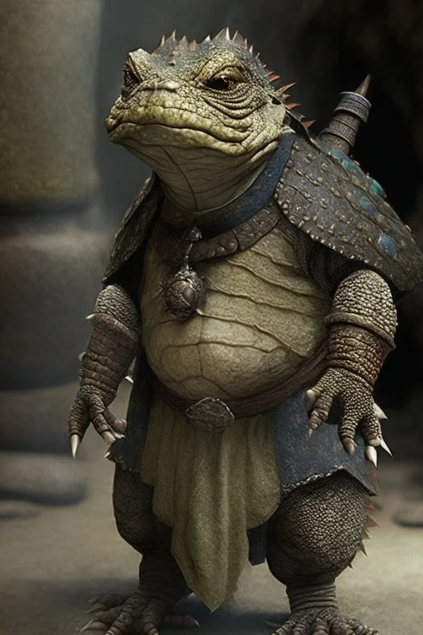 A molelike lizardfolk with the stature of a dwarf