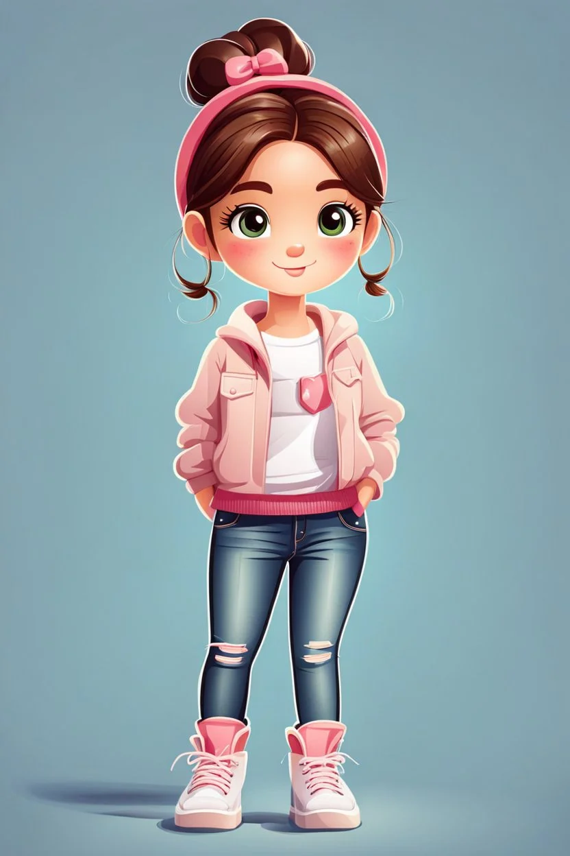 a cute Cartoon girl wearing todays clothes