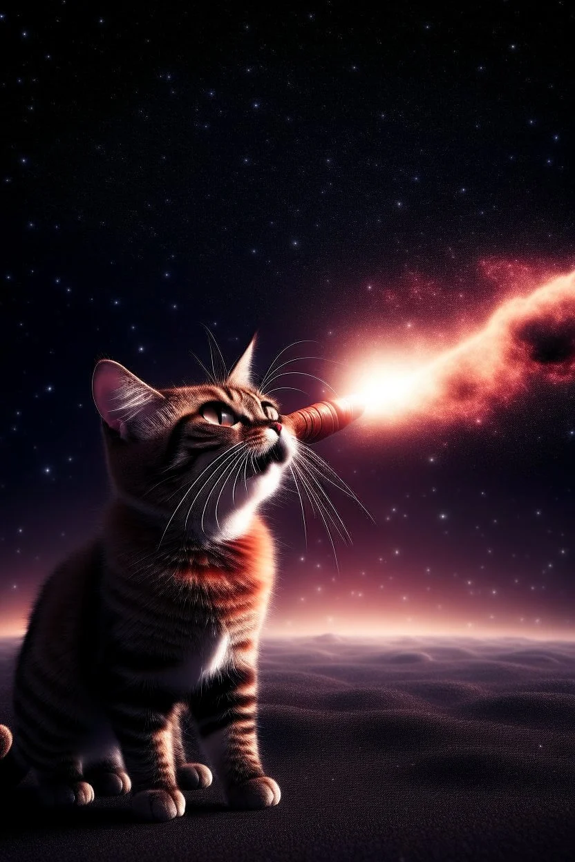 A cat shooting into outerspace