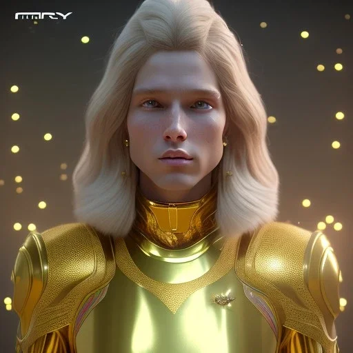 beautiful cosmic golden male, long hair, nice smiling, delicate colors, beautiful glamour galactic golden dress, ultra sharp focus, 8k, unreal engine 5, extremely sharp detail, light effect, soft light atmosphere of a spaceship, smooth, full of details, face in front, complete vision of face and body