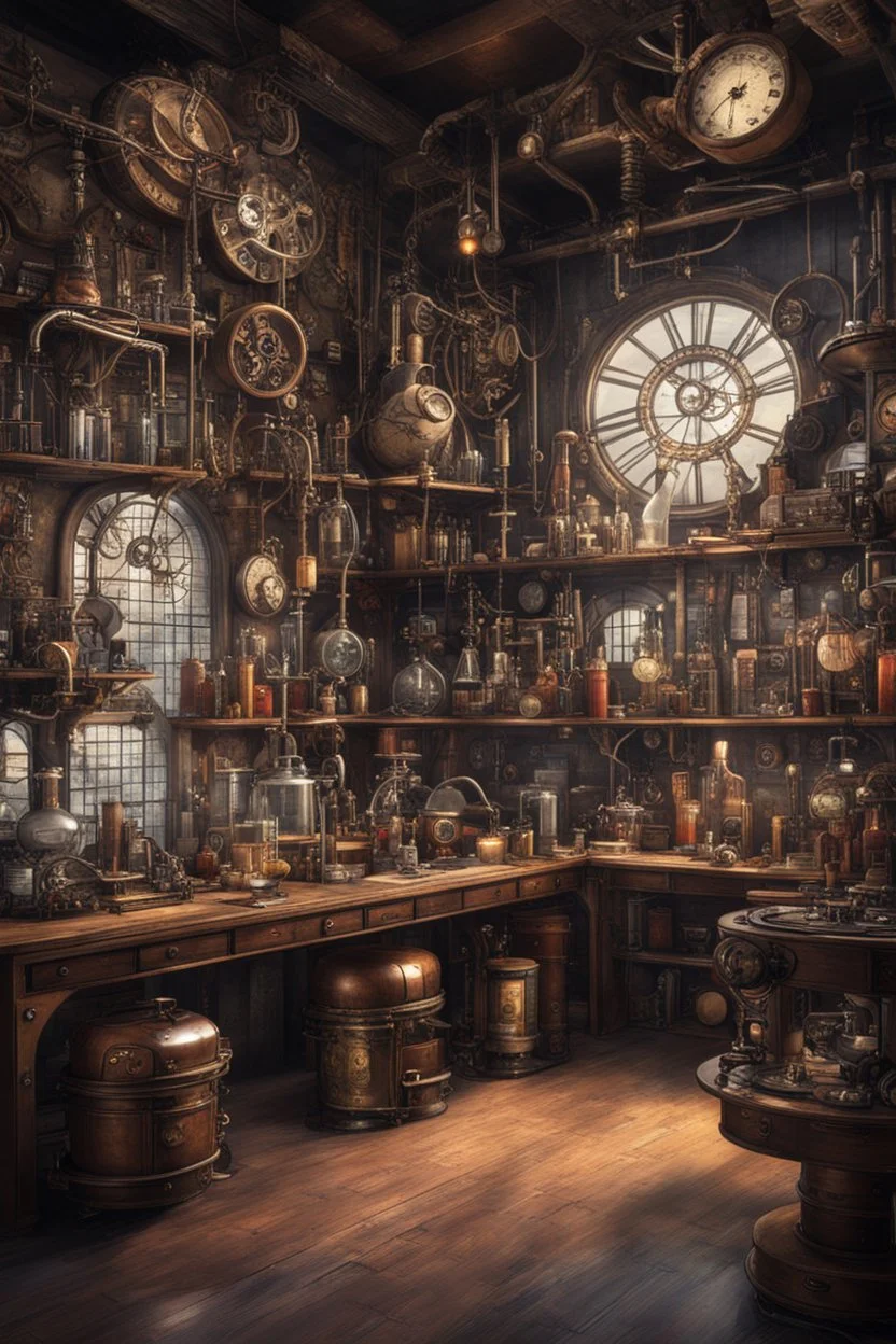 A steampunk-style laboratory