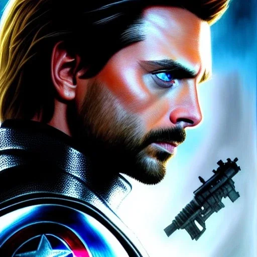 ultra detailed fullbody DRAWING of WINTER SOLDIER with mechanical arm, extremely detailed digital painting, intrincate,intense stare, extremely detailed face,crystal clear Big Glowing eyes, mystical colors , perfectly centered image, perfect composition, rim light,extremely sharp detail, finely tuned detail, beautiful lighting, 8k, stunning scene, raytracing, anatomically correct, in the style of robert e howard and Ken Kelley and Ohrai Noriyoshi and Simon Bisley and tomzj1