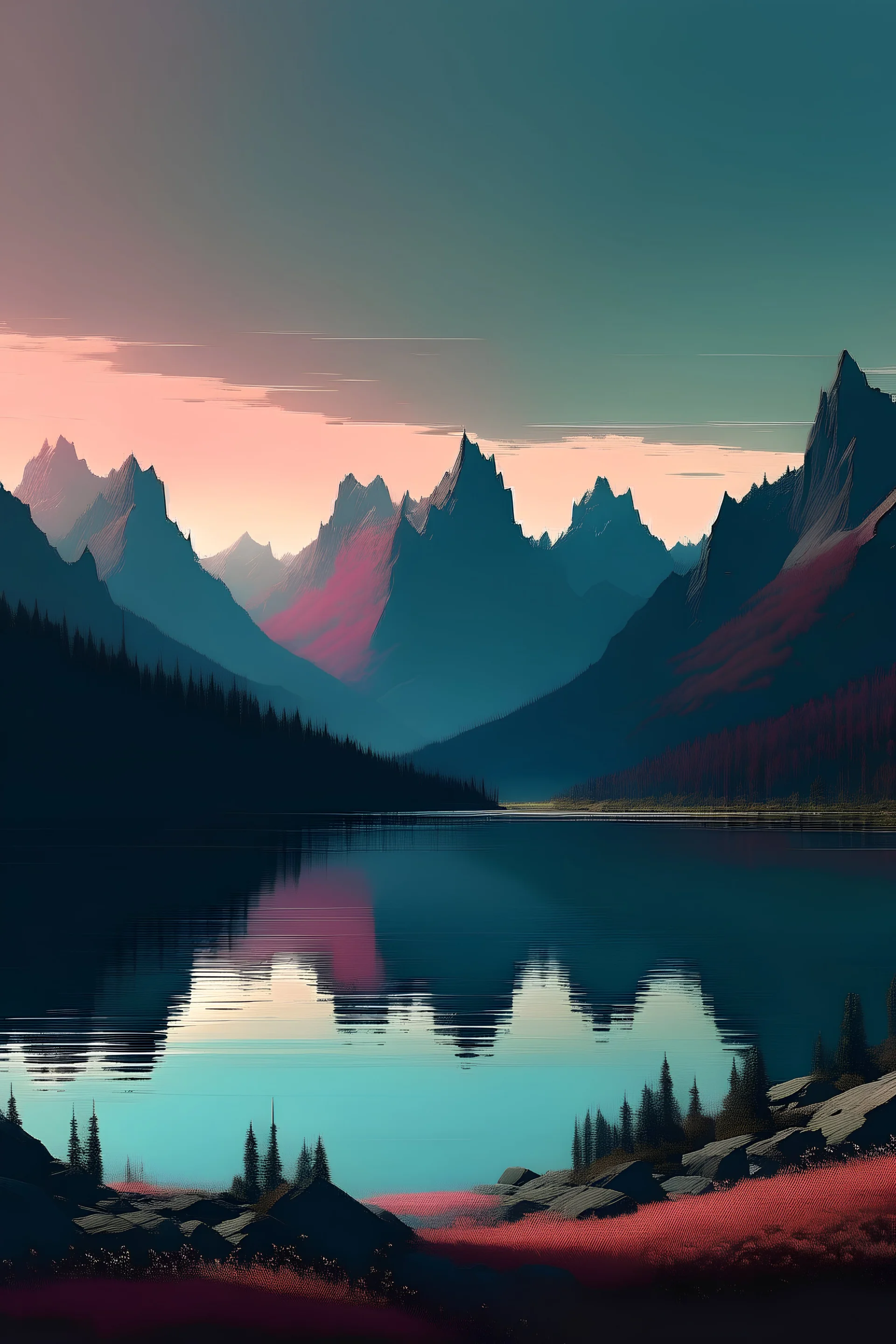 mountains and lakes, Alena Aenami --ar 16:9 --s 50