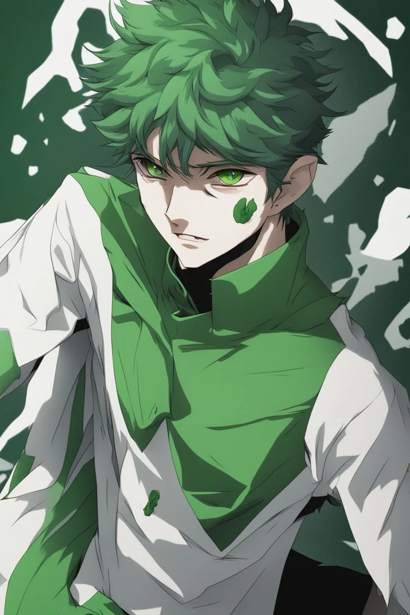 Anime man with green skin