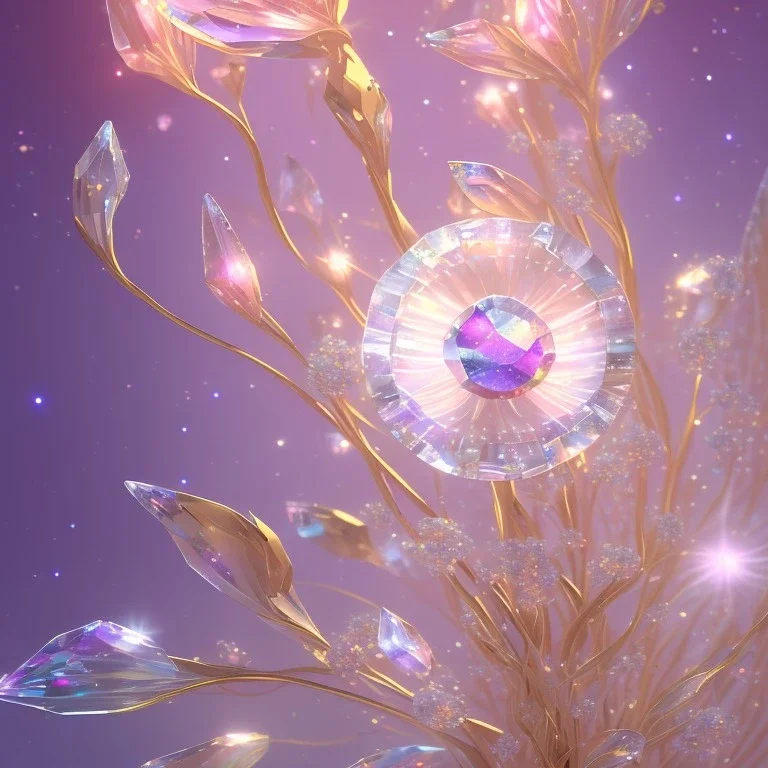 one big crystal subtle flower in a galactic ambiance with a beautiful fairy, transparent petals, delicate colors, in the foreground, full of details, smooth，soft light atmosphere, light effect，vaporwave colorful, concept art, smooth, extremely sharp detail, finely tuned detail, ultra high definition, 8 k, unreal engine 5, ultra sharp focus