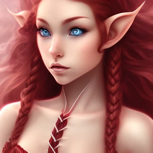 half-elf girl teen Irish red medium wavy hair