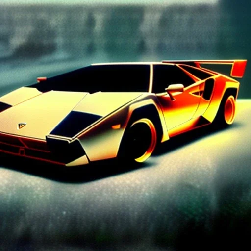 fullbody Drawing of 'Lamborghini Countach Redux',intricate detail,andrea bonelli,Kilian Eng,Ohrai,evan lee,three quarters frontal aerial view,toned colors,16k