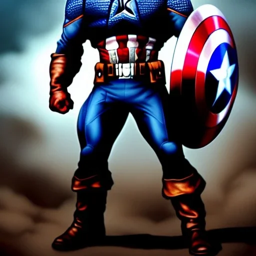 ultra detailed fullbody portrait of The Captain America, extremely detailed digital painting, intrincate, extremely detailed face,crystal clear Big eyes, mystical colors , perfectly centered image, perfect composition, rim light, beautiful lighting, 8k, stunning scene, raytracing, in the style of robert e howard and pablo oliveira and Ken Kelley