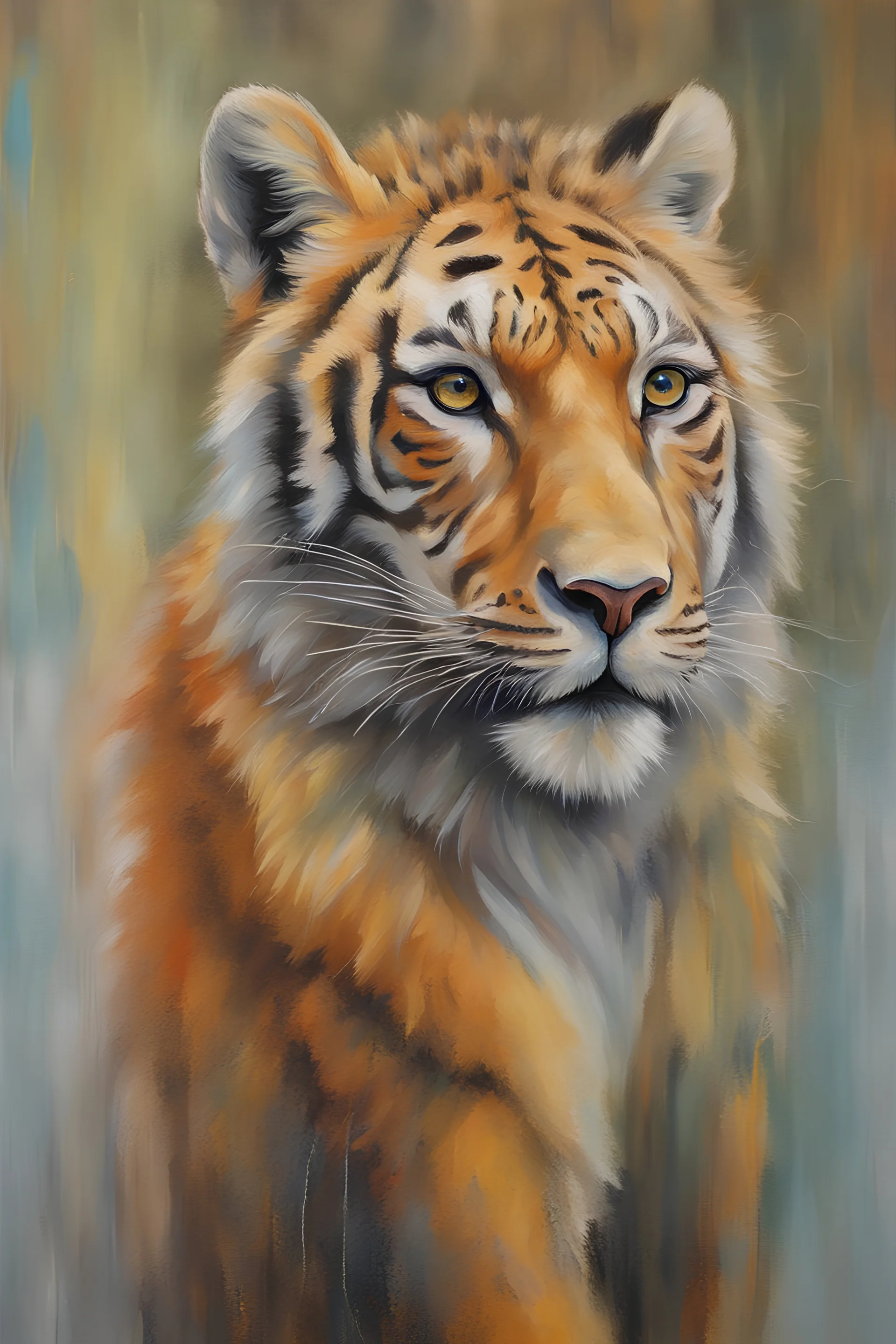 adults oil painting of a wild animal , style=oil painting, no outline , splashes of colors