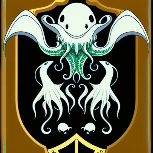 Orca and Cthulhu on a coat of arms