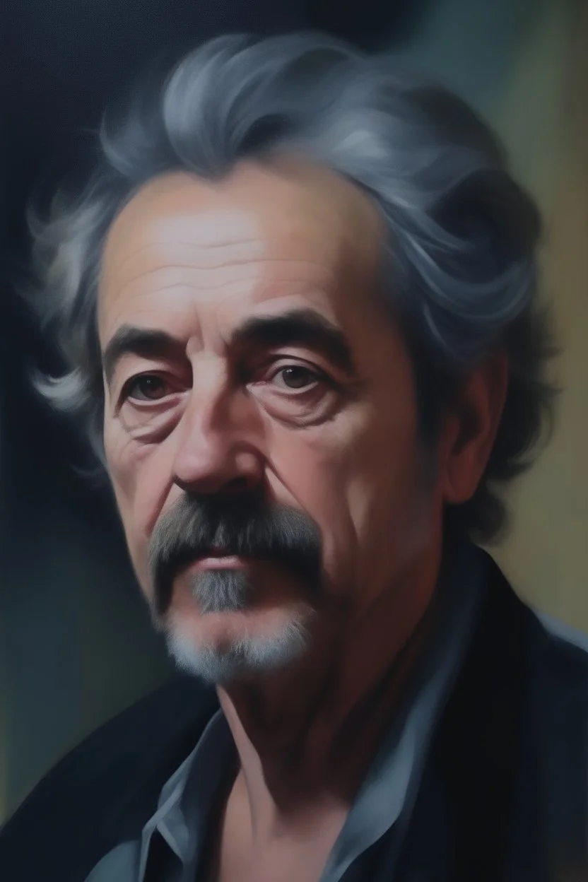 Portrait man, oil canva painting