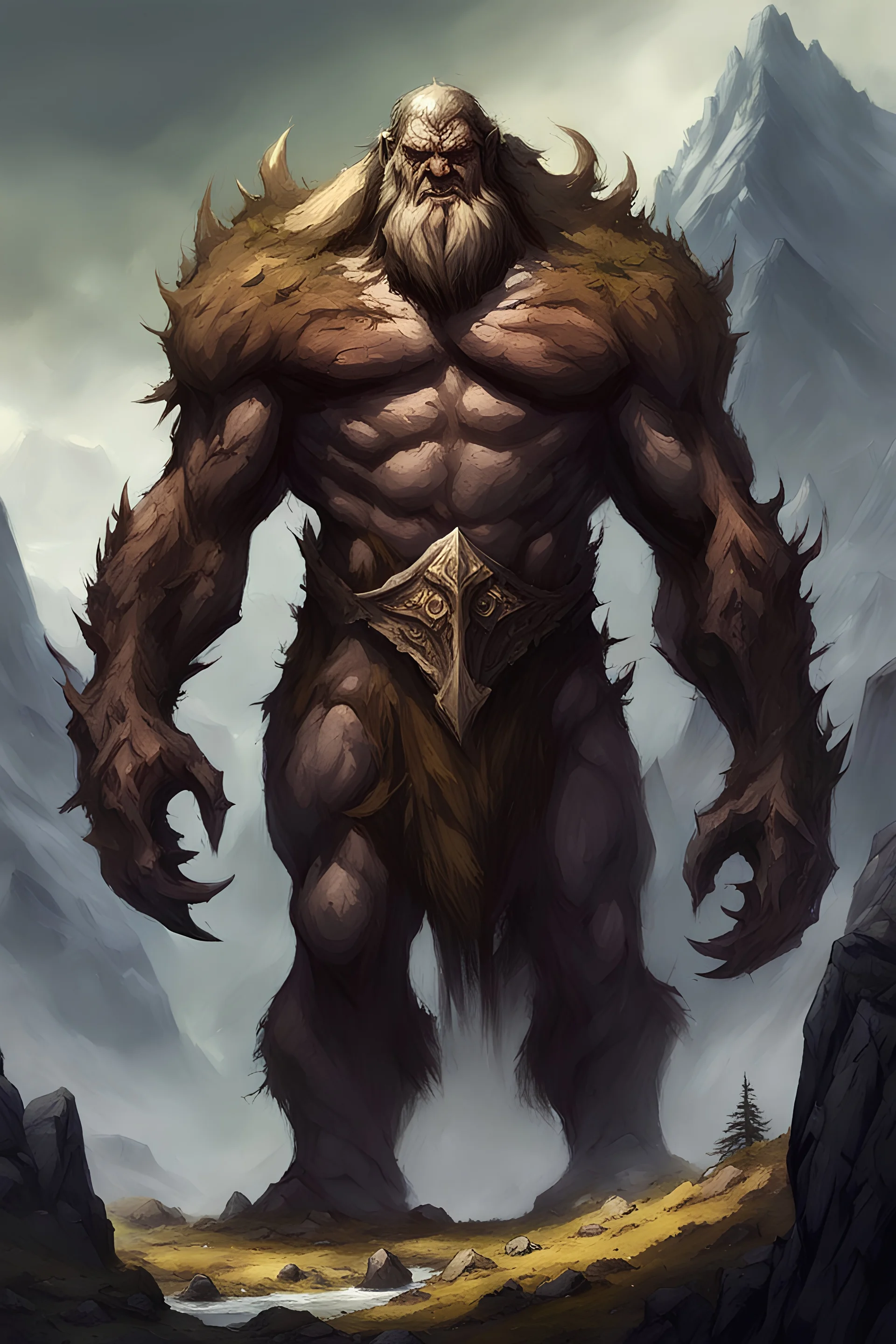 fantasy concept art, mountain titan