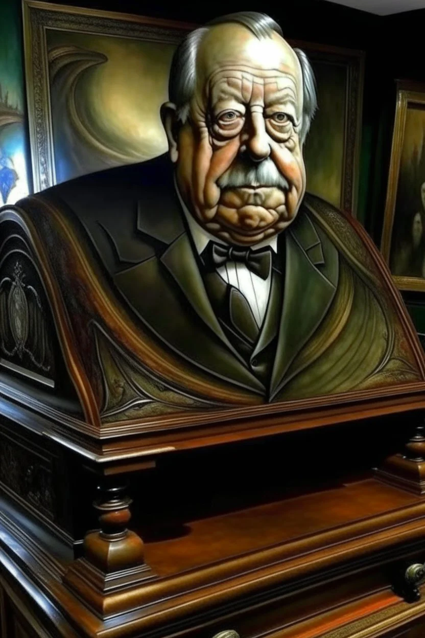 President William H. Taft painted biomechanical alien in piano coffin