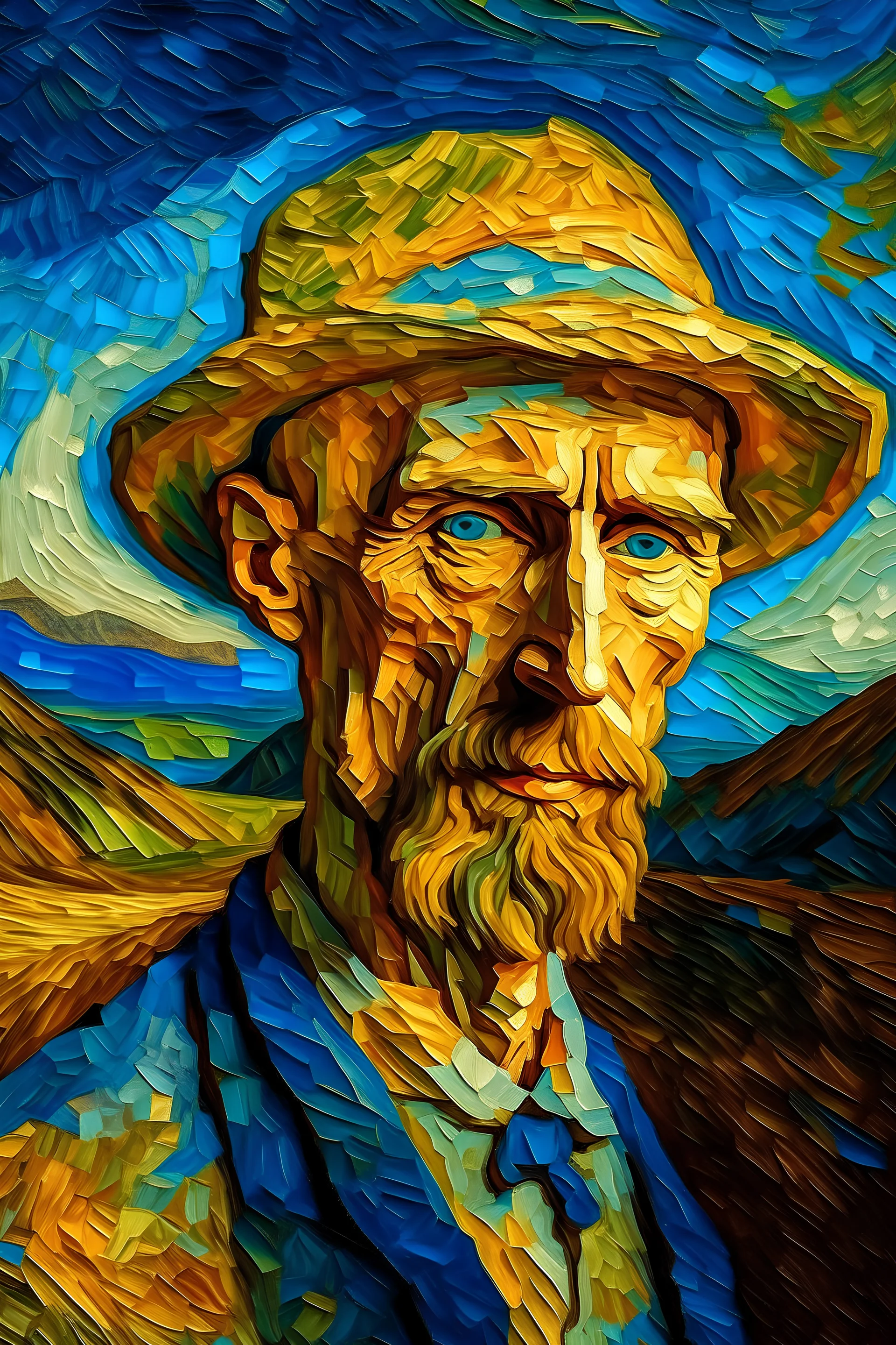 create a portrait of a forgotten civilization if it was painted by van gogh