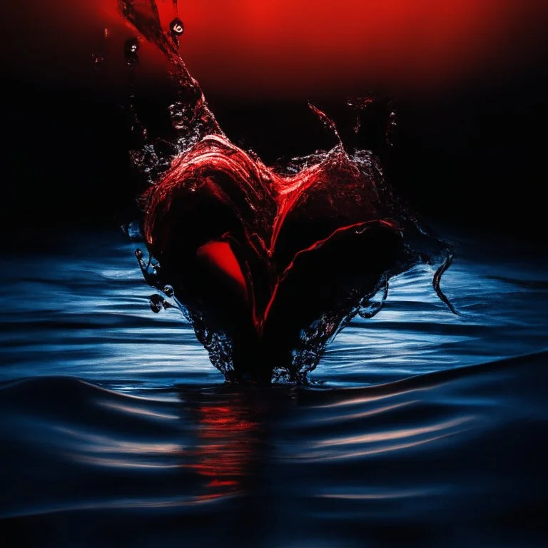 electric heart black and red water